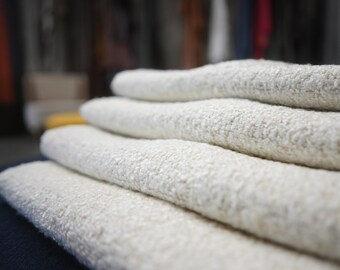White Boucle Upholstery Fabric: Soft Textured Home Textile, 55" Wide