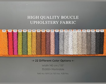 Colorful Boucle Upholstery Fabric by the Yard, Heavy Weight Modern Texture, 55" Wide