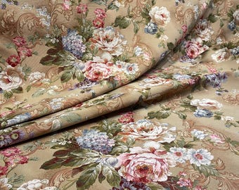 Vintage Floral Tapestry Fabric by the Yard, Baroque Jacquard Upholstery, DIY Projects