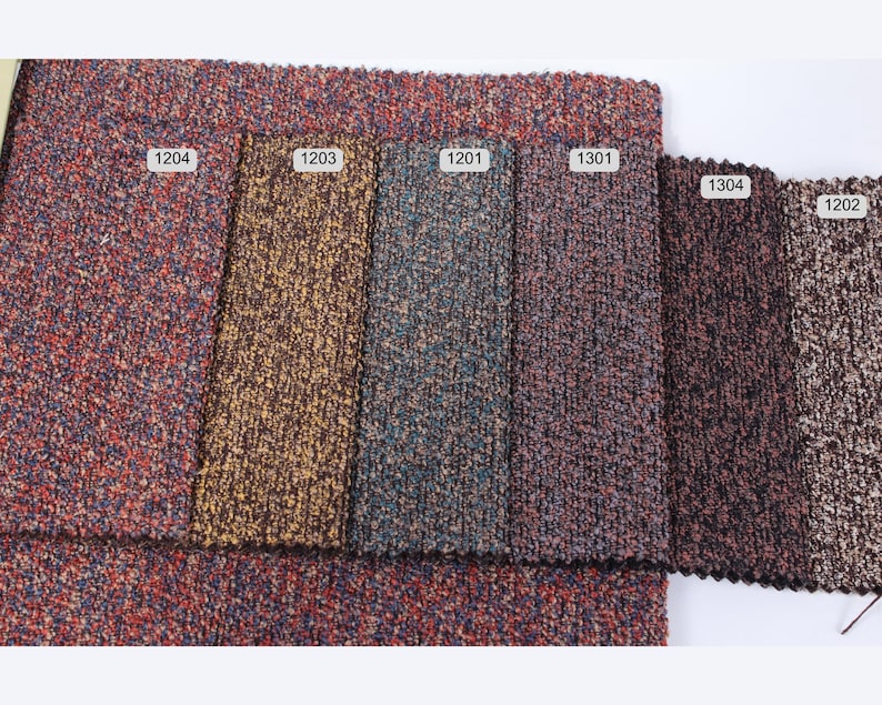 Textured Bouclé Upholstery Fabric by the yard/meter: Durable Multicolor Sofa, Chair, home decor Material image 2