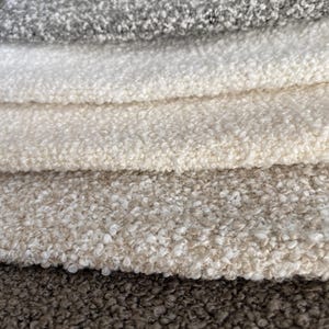 White Boucle Upholstery Fabric, Textured Home Textile, 55'' Wide