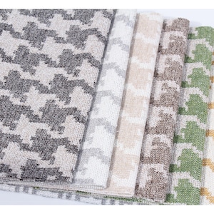 Chenille Houndstooth Upholstery Fabric by the Yard, Heavy Duty Sofa Material, Soft Textured Woven Fabric for Chairs, Pillows, Curtains