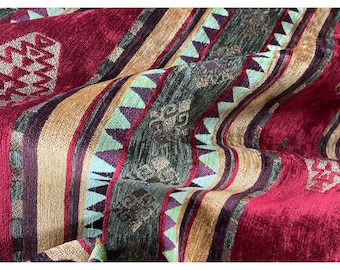 Kelim jacquard bekledingsstof op maat gesneden | Ottomaanse chenillevelours, etnisch decor