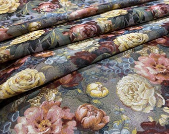 Vintage Floral Tapestry Fabric by the Yard, Baroque Jacquard Upholstery, DIY Projects