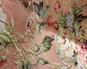 Tela de tapiz floral barroco vintage cortada a medida, tapicería de gobelino rosa roja