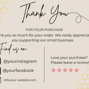 Thank You Template Bumble Bee Digital Download - Etsy