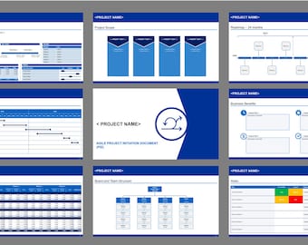 Projektmanagement - Dokument zur Projektinitiierung (PID) - Blaues Schema - 100% bearbeitbare Powerup-Präsentationsvorlage