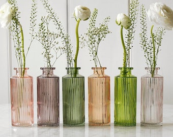 Ribbed Coloured Glass Bottle Vase