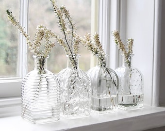 Pressed Glass Square Bottle Vase Set