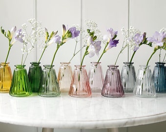 Pyramid Coloured Glass Bud Vase