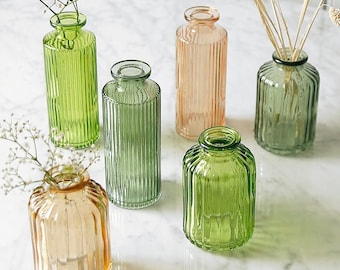 Greens And Apricot Glass Bottle Bud Vase Assortment