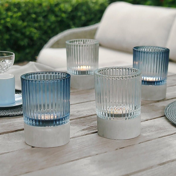 Glass Concrete Tealight Hurricane