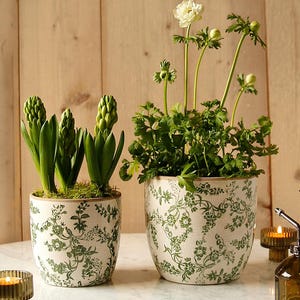 Green Meadow Flower Ceramic Plant Pot