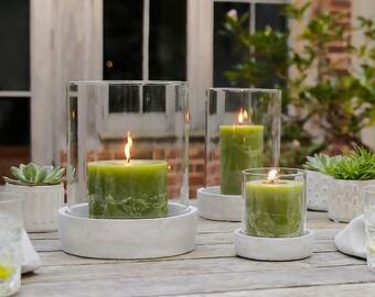 Concrete Hurricane Candle Holder | Scandi Style Lantern | Garden Table Lantern