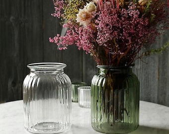 Scandi Ribbed Glass Bouquet Vase