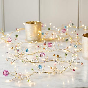 Pastels And Gold Crystal Cascade LED Garland