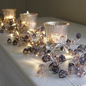 Graphite And Amber Crystal Light Garland