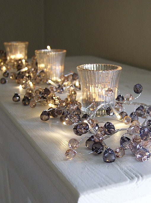 Graphite And Amber Crystal Light Garland