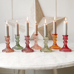 Coloured Cut Glass Candlestick