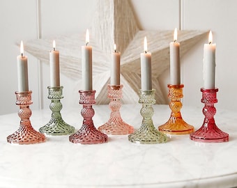 Coloured Cut Glass Candlestick