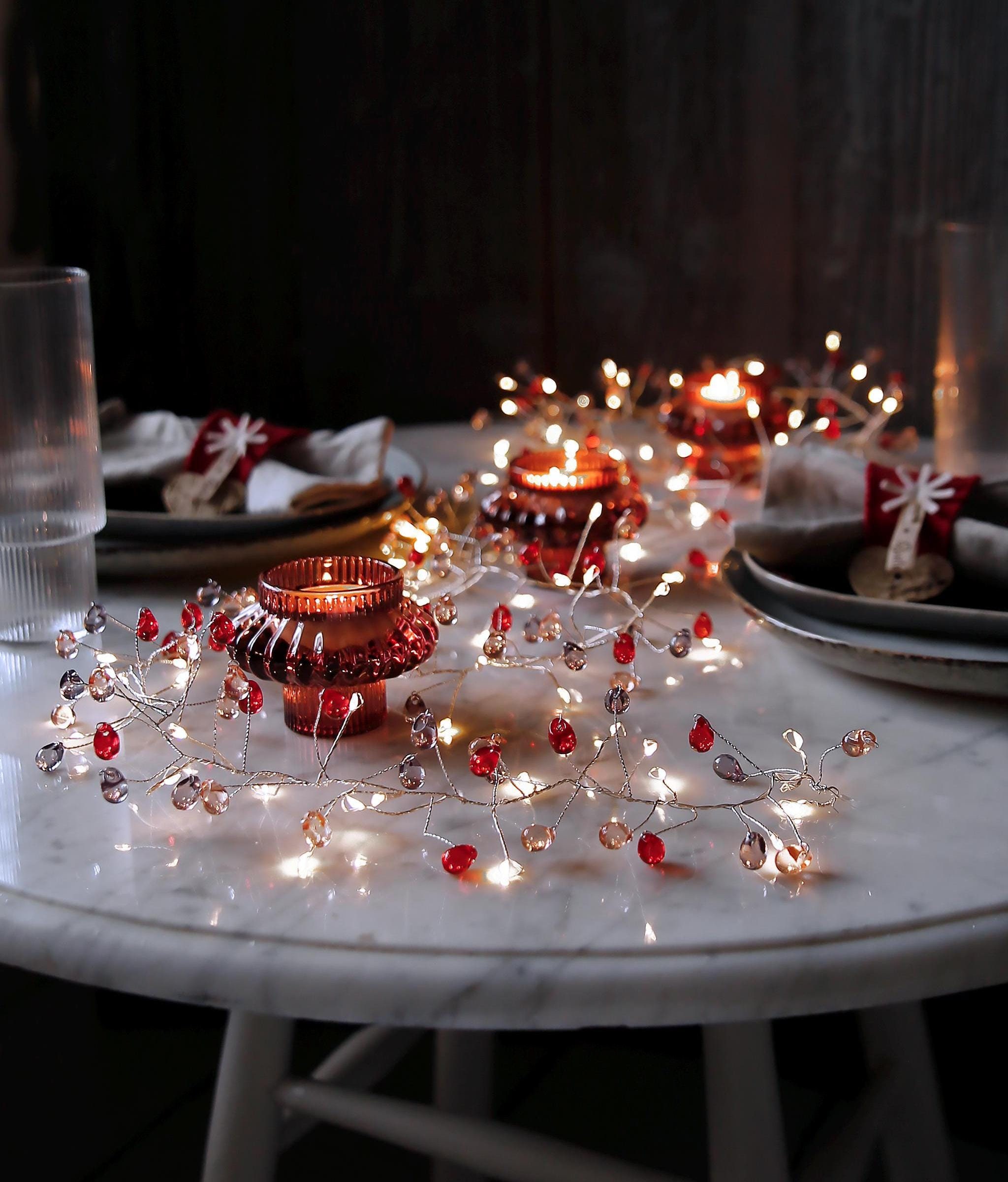 QYマステ8月新作Lace Garland 6cm×5M 貝殻光 Cranberry Red and Graphite Crystal Cascade LED Garland - Etsy