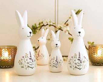 Meadow Flower Easter Ceramic Rabbit Decoration