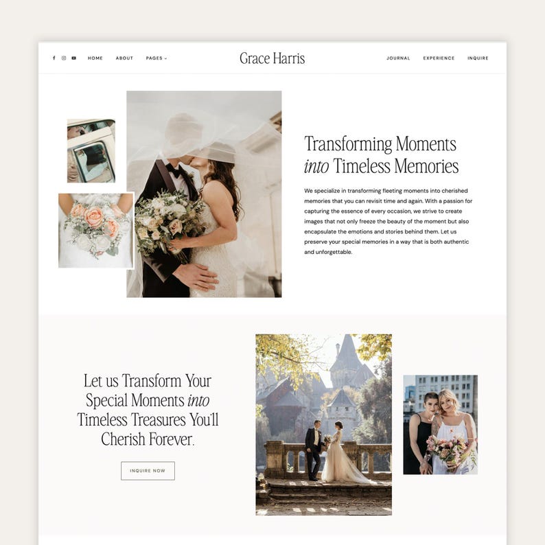 Modern Feminine Wordpress Theme for Wedding and Family Photographers | Free Installation | Kadence Child Theme image 2