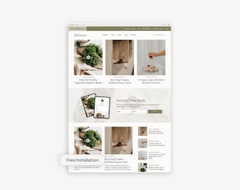 Modern Feminine Wordpress Theme for Food Bloggers Recipes | Free Installation | Kadence Child Theme