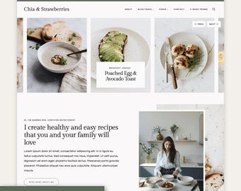 Modern Feminine Wordpress Theme for Food Bloggers | Free Installation | Kadence Child Theme