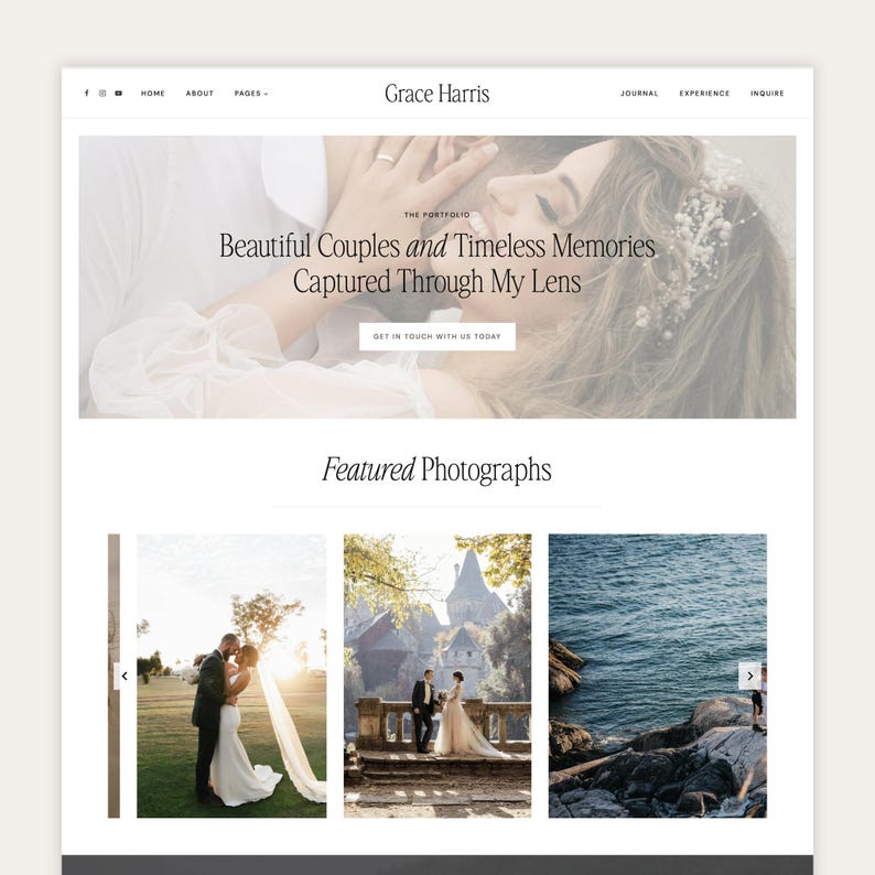 Modern Feminine Wordpress Theme for Wedding and Family Photographers | Free Installation | Kadence Child Theme image 5