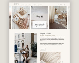 WordPress Theme Feminine Minimalist Modern for Coaches, Bloggers, Female Entrepreneurs, Service Providers, Ecommerce Responsive Website