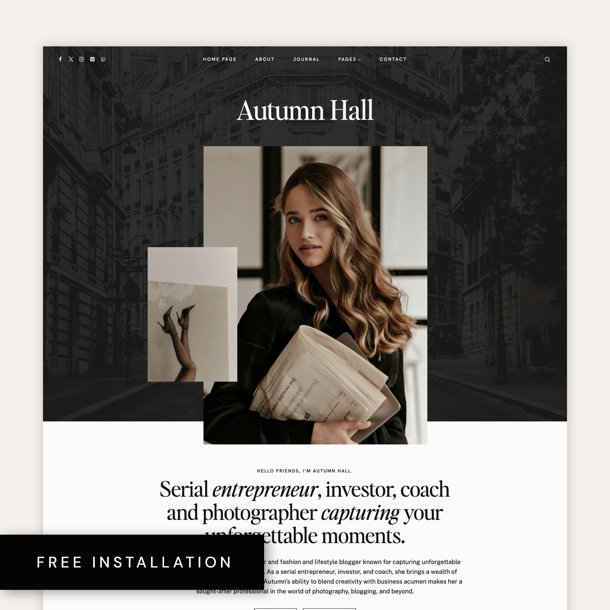 Editorial Wordpress Theme for Coaches, Photographers, Agency | Free Installation | Kadence Child Theme