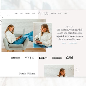 Natalie Modern & Feminine WordPress Theme for Coaches, Therapists, Service-Based Businesses, Fully Customizable image 1