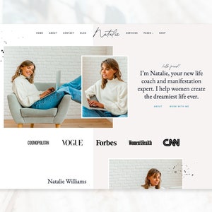 Natalie Modern & Feminine WordPress Theme for Coaches, Therapists, Service-Based Businesses, Fully Customizable image 1