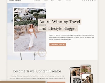 Modern Feminine Wordpress Theme for Travel Bloggers & Agents | Free Installation | Kadence Child Theme
