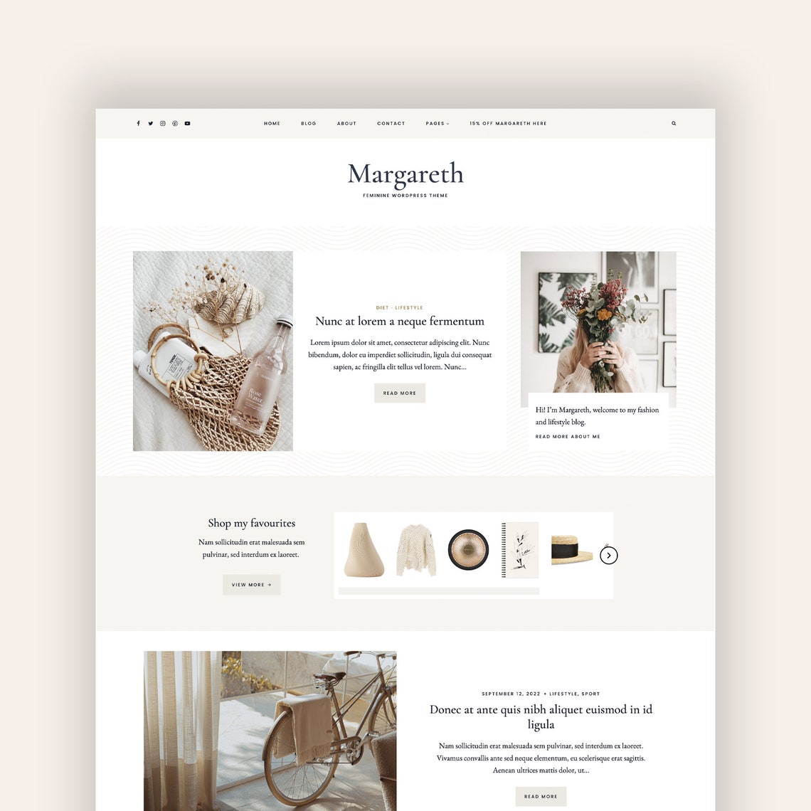 Feminine Wordpress Theme Modern Minimalist for Beauty Fashion Lifestyle ...
