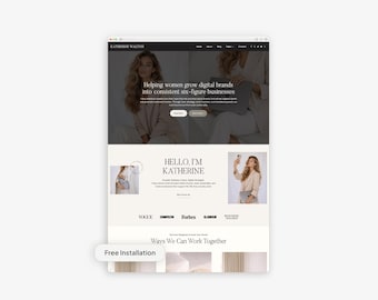Tema minimalista moderno y femenino de WordPress para coaches, asistentes virtuales y agencias. Instalación gratuita. Tema secundario Kadence.