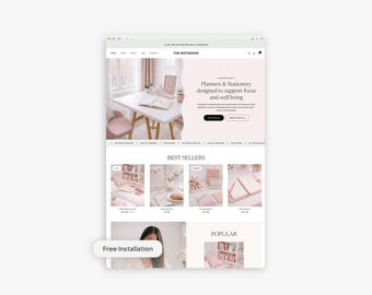 Plantilla de sitio web de comercio electrónico de Shopify moderna y colorida para descargas digitales, imprimibles y planificadores.