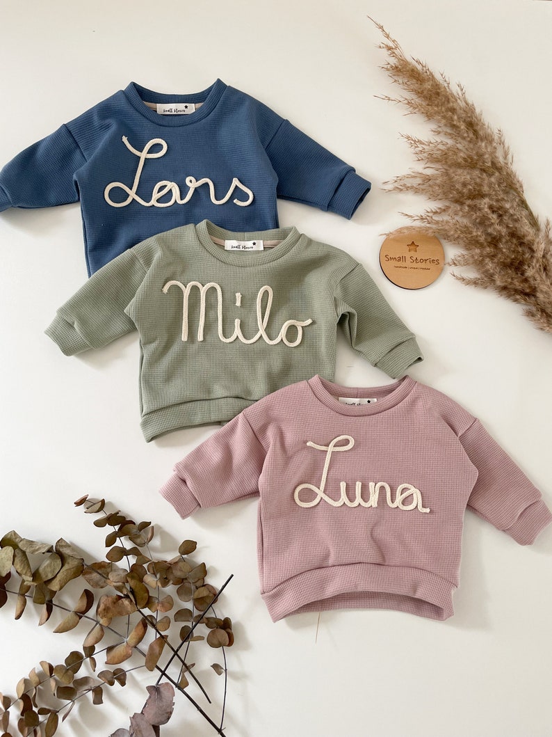 Oversized sweater Statement Sweater Birthday Sweater Cord lettering Name Number Personalized Gift Baby toddler image 4