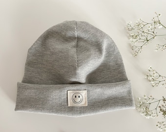 THE hipster beanie, hat with cuff, children's hat, beanie, rib jersey, various colours, cotton label can be personalised