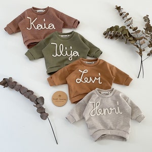 Oversized Sweater Statement Sweater Geburtstag Pullover Kordel Schriftzug Name Zahl Personalisiertes Geschenk Baby Kleinkind Bild 1