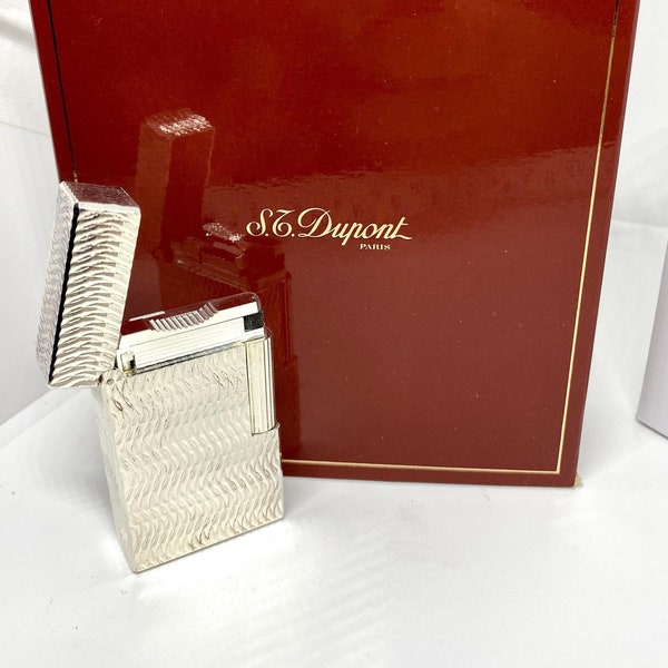 St DuPont Premium Lighter original silverplated vintage, business gift France brand new, never used in original box