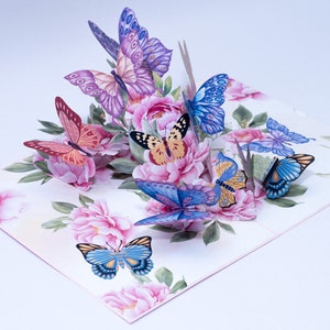 Spring Butterflies, 3Dpop up card, Birthday card, 3D Popup Greeting Card, Happy Mothers, Handmade, Thinking of you, Anniversary.