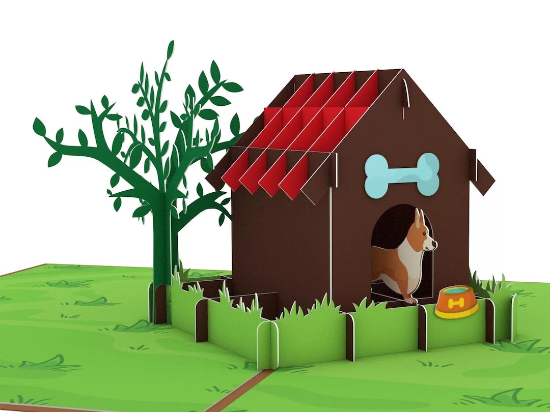 Dog House Pop up Card, 3D Pop up Card, Birthday Card, Animals Card ...