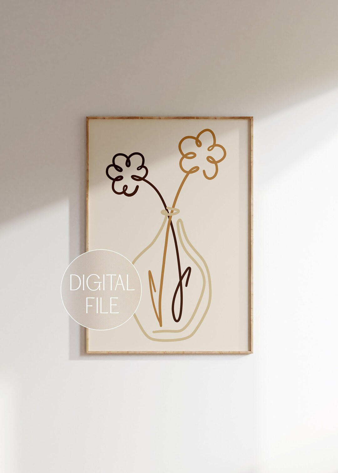 Minimal Botanical Flower Wall Art Boho Flower Art Floral Etsy