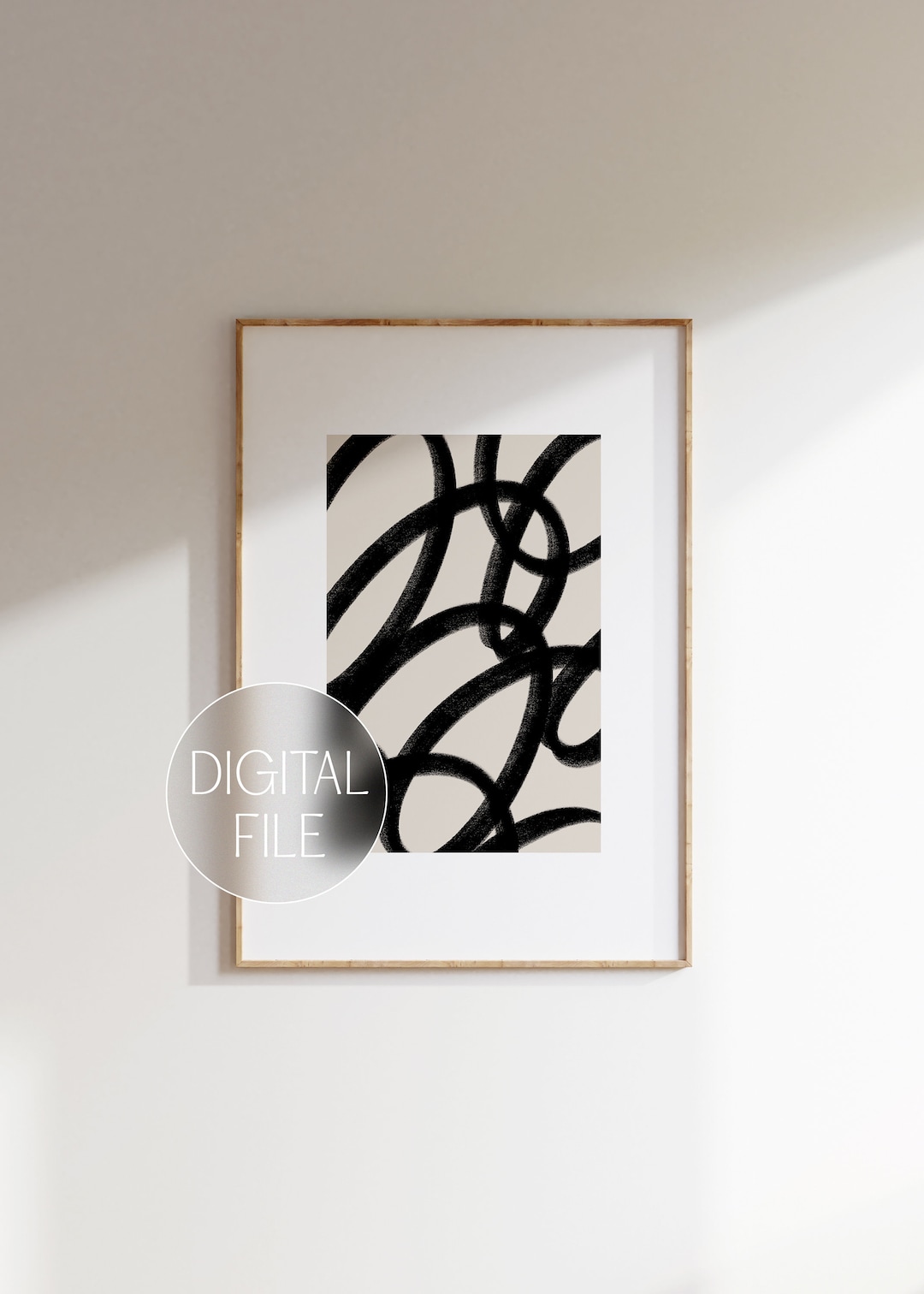 Black Abstract Line Art Line Swirl Art Minimal Neutral Art Etsy