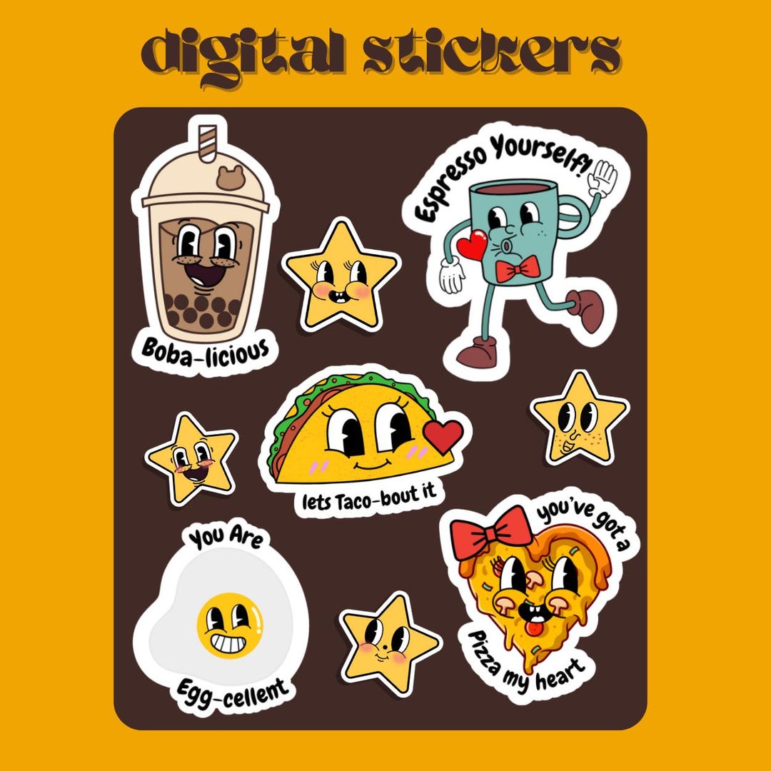 Fun Cartoon-themed Digital Sticker Pack-9 Adorable Designs - Etsy