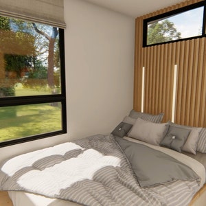 Modern family house design 3 BEDROOMS, 2 Toilet & Bath, porch Layout Kit Basic Floor Plan, Elevation Sections Digital Download image 9