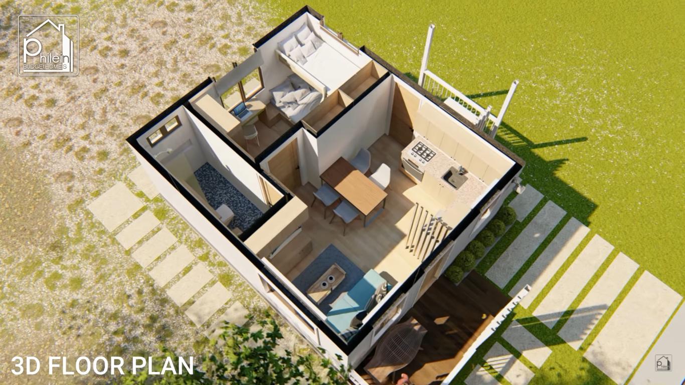 le monde de btp | Plan de maison compacte 6 m × 12 m avec garage, 2 chambres, salon et 3 salles de bain 🏠📐 Petite largeur mais espace bien optimisé pour la