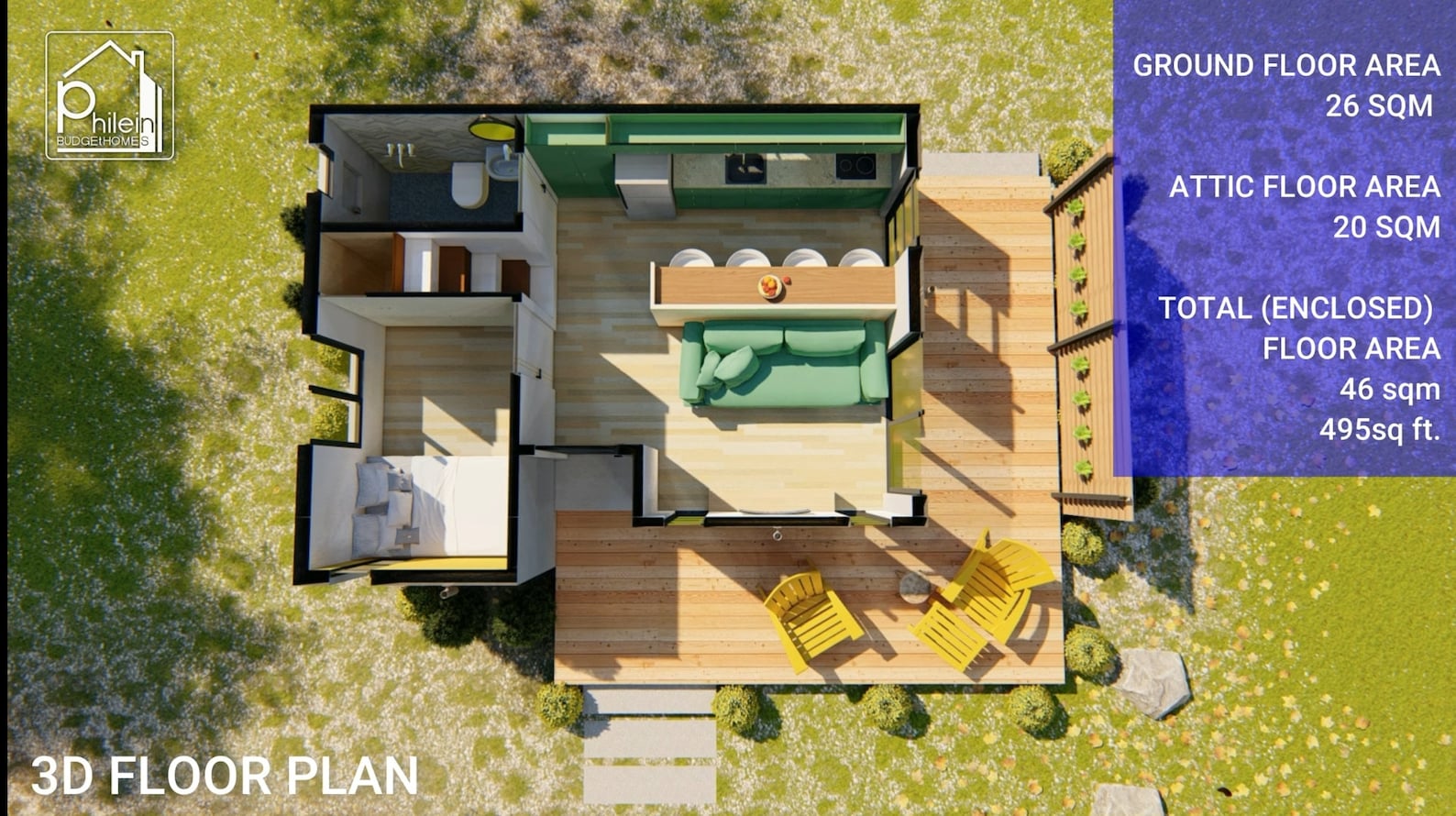 Small House Plan With Attic Bedroom Low-cost House Design - Etsy